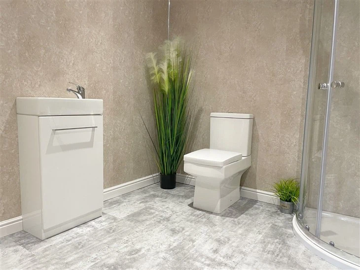 1 Metre Genişliğinde Bej Beton Mat PVC Duş Banyo Duvar Paneli