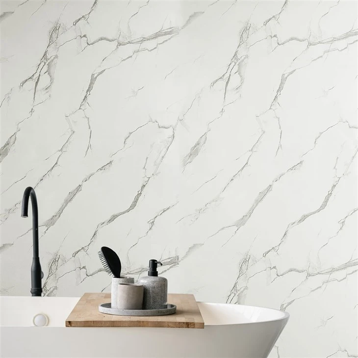 1 Metre Geniş Carrara Mermer PVC Duş Banyo Duvar Paneli